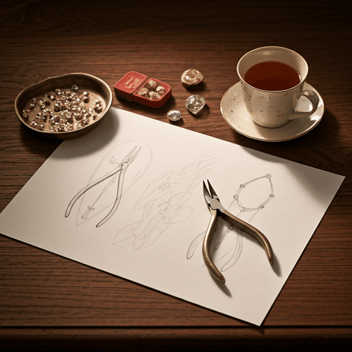 Intricate jewellery design sketches